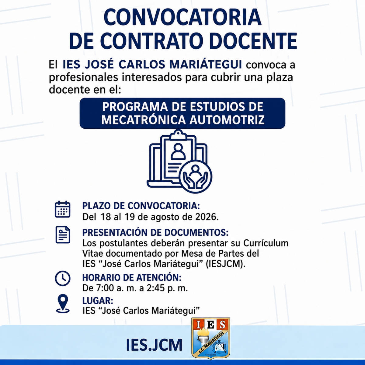 CONVOCATORIA DE CONTRATO DOCENTE