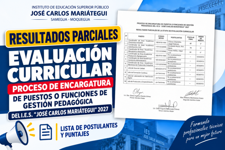 RESULTADOS PARCIALES DE LA ETAPA DE EVALUACIÓN CURRICULAR